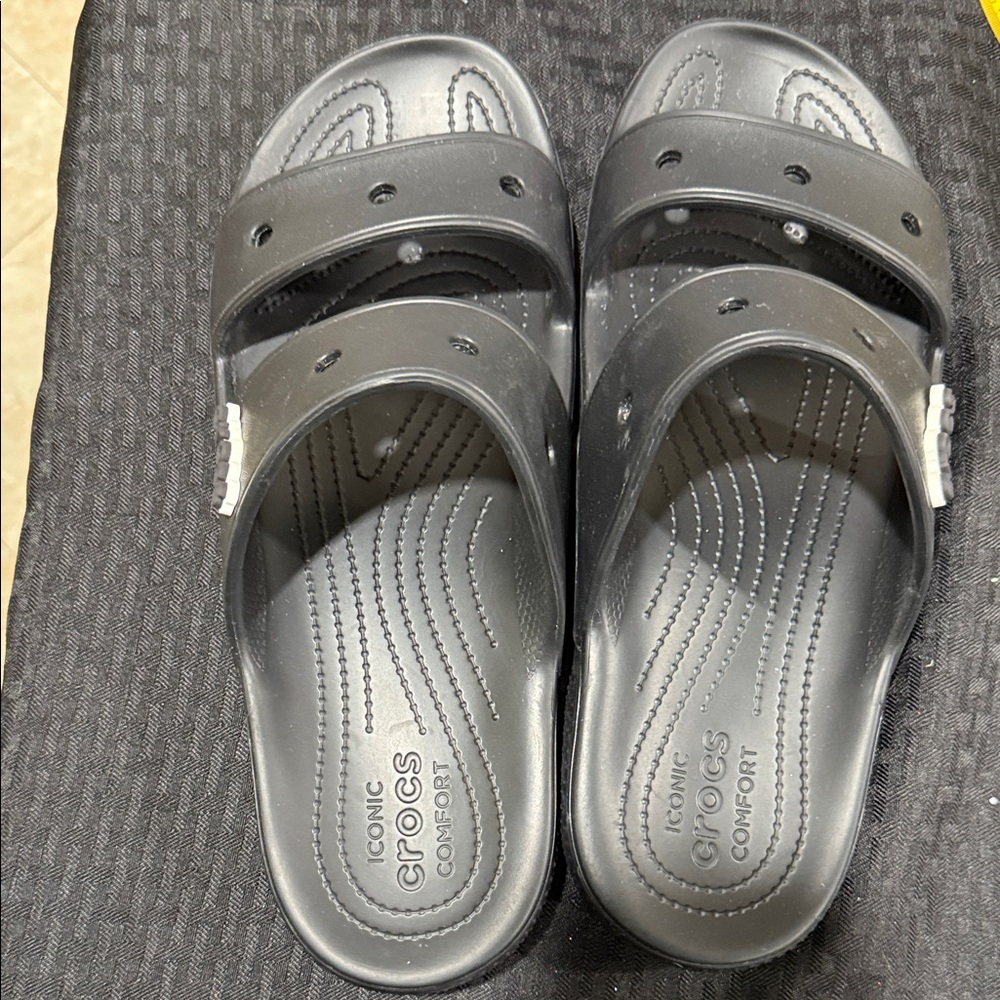 CROCS Iconic Comfort Black Slides Men’s size 13 NWOT